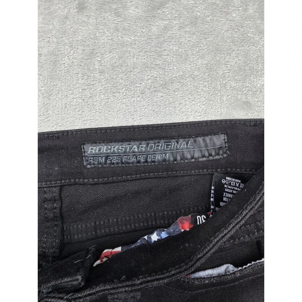 Rockstar Original RSM 225 Simon Men Black Super Stacked Flare Cargo Jeans Sz 30